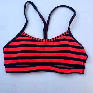 LULULEMON Power Y Striped Sports Bra Size 6 Orange/Black Striped Workout